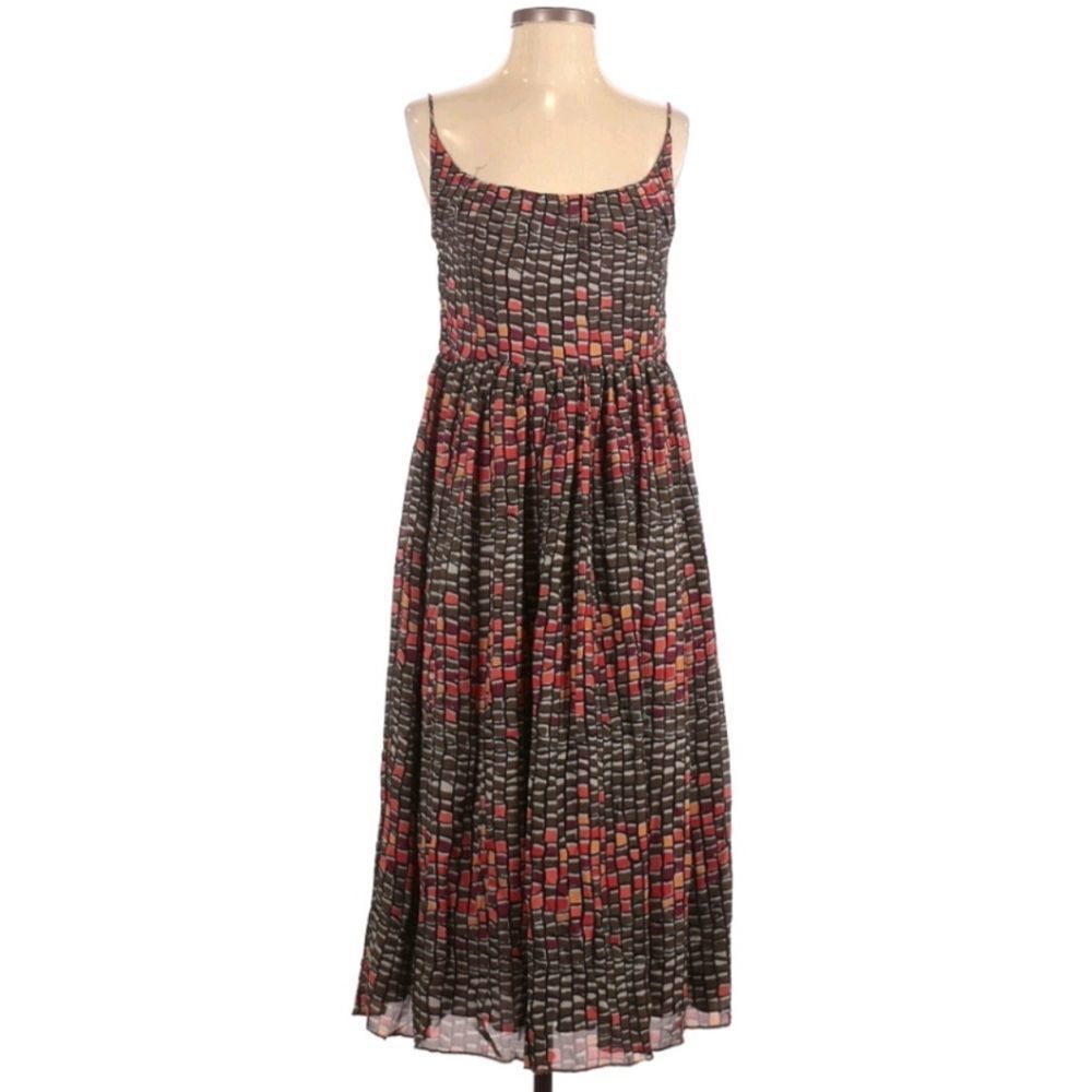 Fossil spaghetti strap midi dress fit flare 4 colorful mosaic geometric artsy